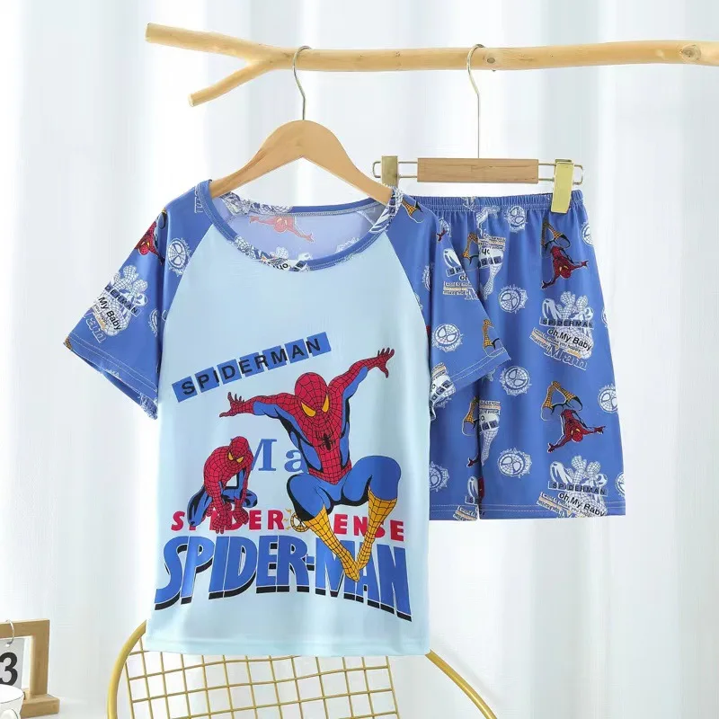 Kids Summer Baby Tops Toddler Tees Night Suit Baby Homewear Boy Sets Girl Pajamas Clothing Cartoon Short Sleeve Casual Wear nightgowns elegant Sleepwear & Robes