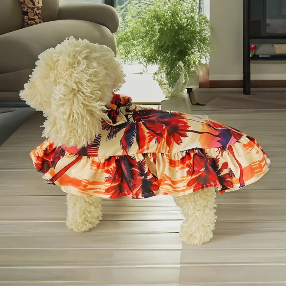 Fashion Hawaiian Style Pet Beach Shawl Skirt Cool Breathable Dog Vacation Skirt Sun Protection Cat Cape Dress Pet Supplies