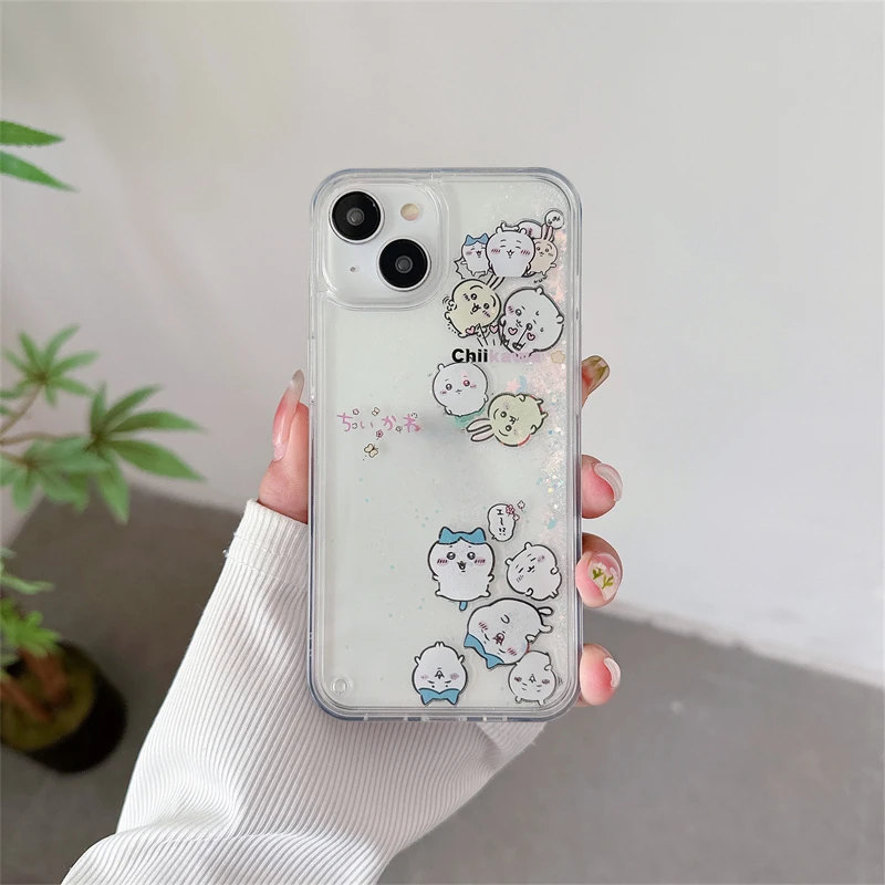Kawaii Anime Glitter Quicksand Liquid Phone Case - Clear Decorative Hard Shell Cover