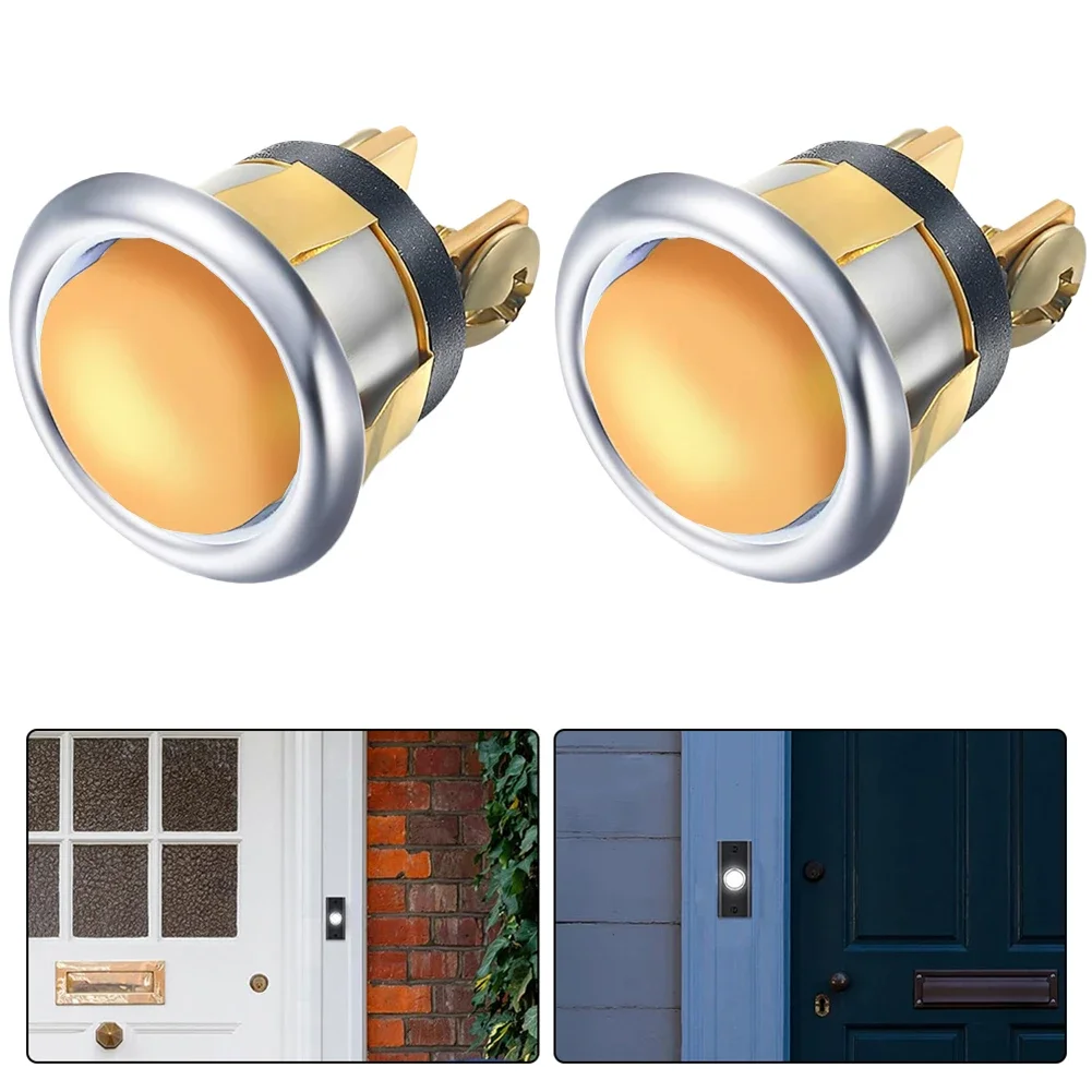 2pcs Lighted Doorbell Button Replacement Wired Doorbell Button Push Yellow Light Touch Switch ﻿Hardware