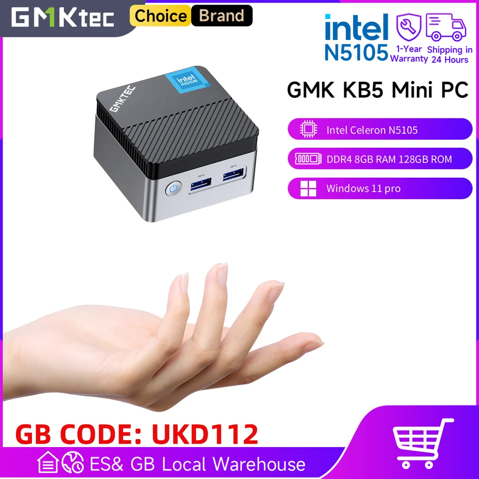 GMKtec KB5 Mini PC Intel Celeron N5105 Windows 11 Pro 4C/4T DDR4
