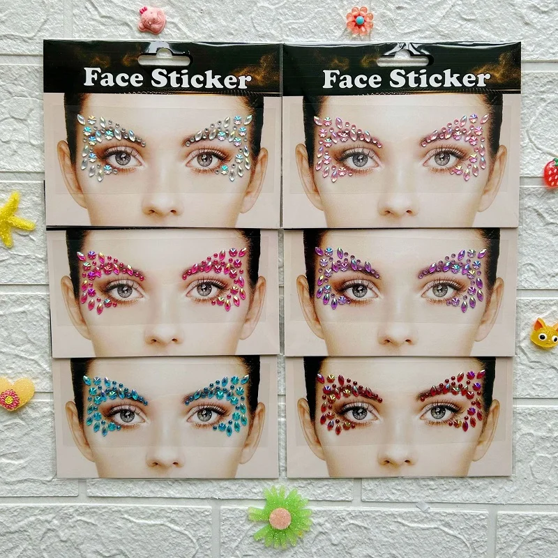 

New 3d Rhinestones for Face Bright Face Stickers Festival Adhesive Glitters Face Makeup Crystals Diamond Gems Jewels Stickers