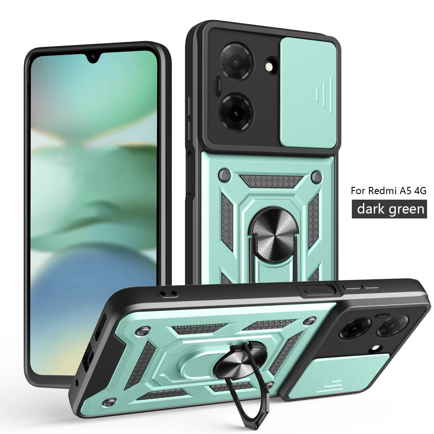 Armored Protective Phone Case with Magnetic Ring and Camera Protection