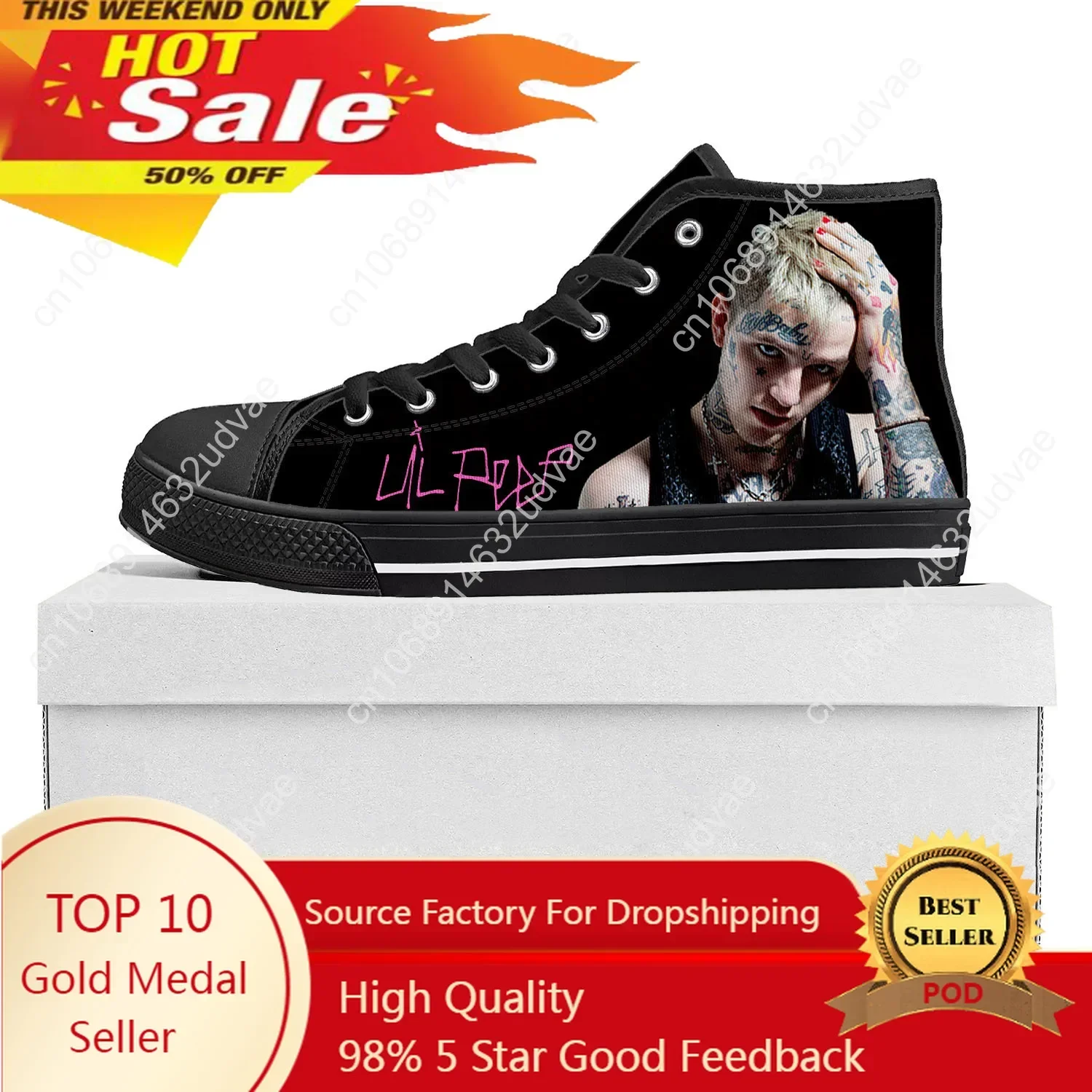 Hot Hip Hop Rapper Lil Peep High Top High Quality Sneakers Mens Womens Teenager Canvas Sneaker Casual Couple Shoes Custom Shoe