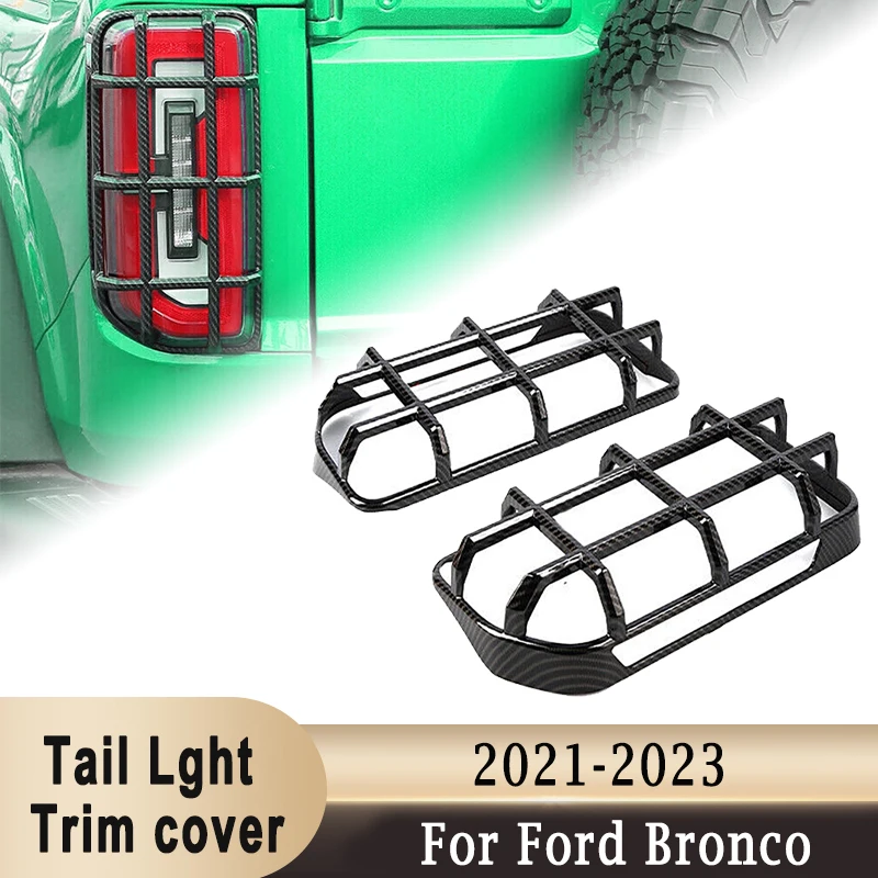 

Tail Lght Trim Hollowed-Out Cover Shell Frame for Ford Bronco 2021-2023 Rear Lamp Hood ABS Decoration Trim Carbon Fiber Pattern