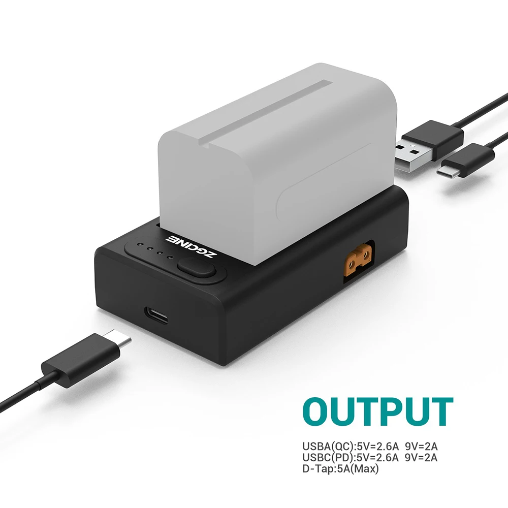 ZGCINE NP-F Battery Charger Multifunctional of PD NPF Fast Charge with Type-C In