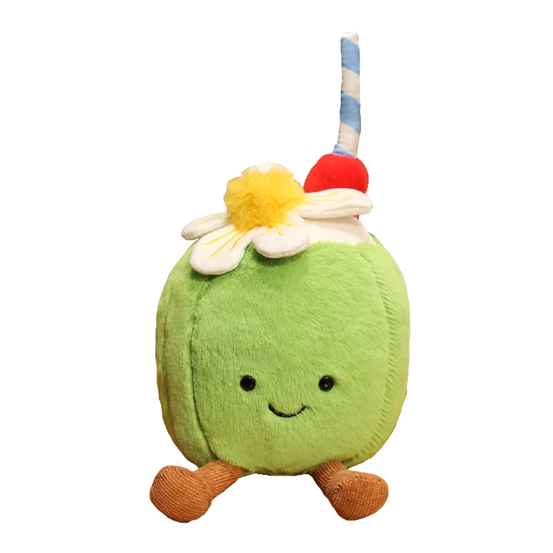 Cartoon Coral Coconut Lemon Soft Plush Toy for Girls Personalized Bedroom Decor Dragon Fruit Guitar Shaped Bed Companion Gift