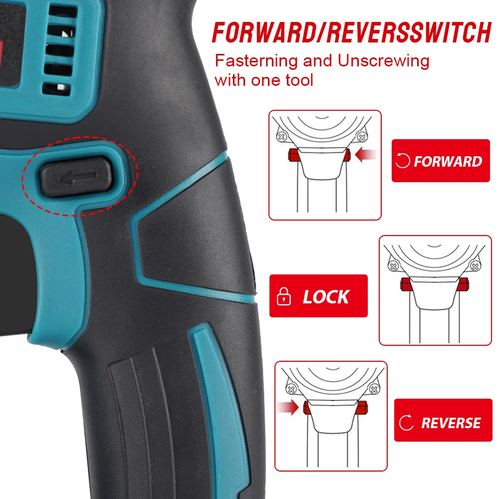 1000W 3600rpm Electric Rotary Impact Hammer Drill For Makita 18v Battery Tool 16mm Concrete 13mm Steel 20mm Wood