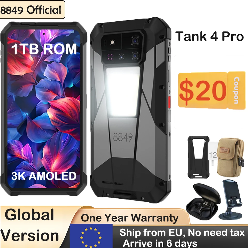 Unihertz TANK4 PRO 18GB 1TB上位版 Unihertz Tank 4 pro 8849 Rugged Phone 5G AI Built-in 720P