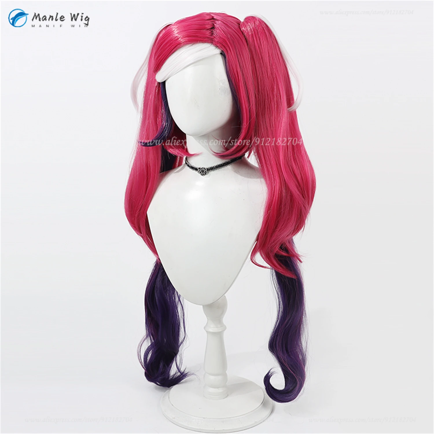 Velvette Cosplay Perücke 80cm Ponytail Clip Lila Rot Weiß Mix Hitzebeständig Synthetik Anime + Wig Cap 4