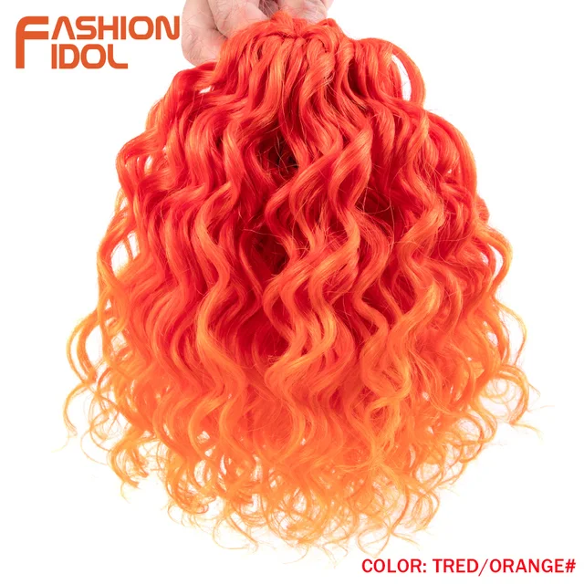 10 Inches Deep Wavy Twist Crochet Hair Synthetic Afro Curly Hair Crochet Braids High Temperature Fiber Braiding Hair Extensions TRED-ORANGE