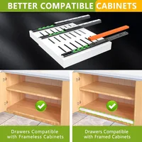 2 Pack Pull Out Cabinet Organizer 21" Deep Expandable Slide Out Drawer Organizers,No Drill Pull Out Drawers Adhesive 2