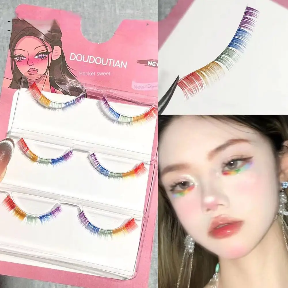 

Цветные накладные ресницы Love Heart, пушистые натуральные накладные ресницы ручной работы, красочные блестящие полноразмерные ресницы для женщин