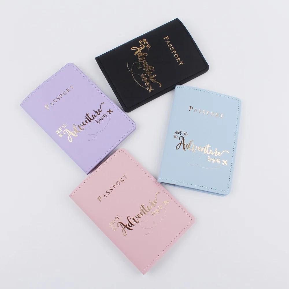 

PU Leather Passport Cover Simple Letter Travel ID Credit Card Passport Holder Wallet Women Men Passport Cover Holder Travel Gift