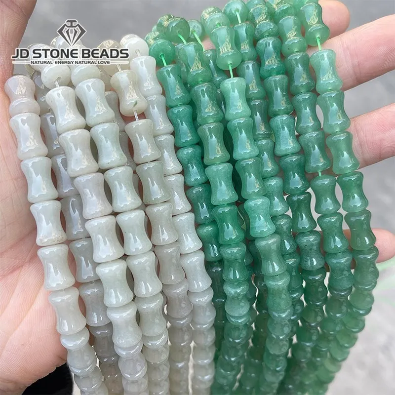 

8*12mm Natural Stone Green Aventurine Bamboo Joint Beads Loose Spacer Jade Beads For Jewelry Making Diy Necklace Accessories