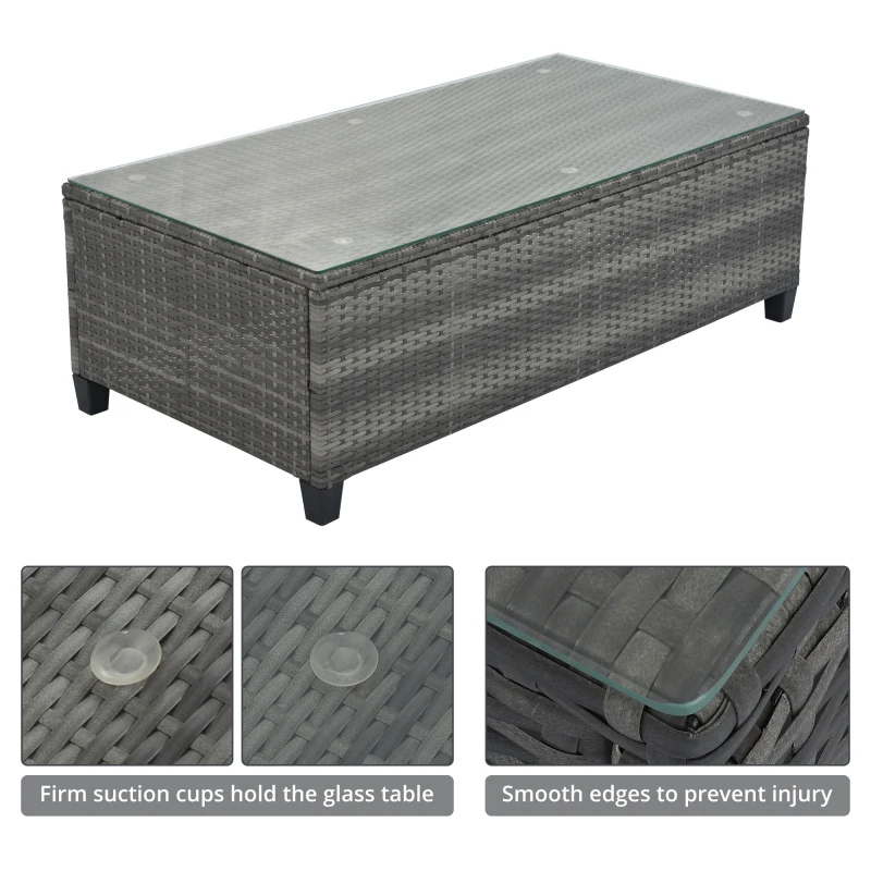 8-pieces Outdoor Wicker Round Sofa Set,Curved Sofa Set With Rectangular Coffee Table, Movable Cushion, Gray
