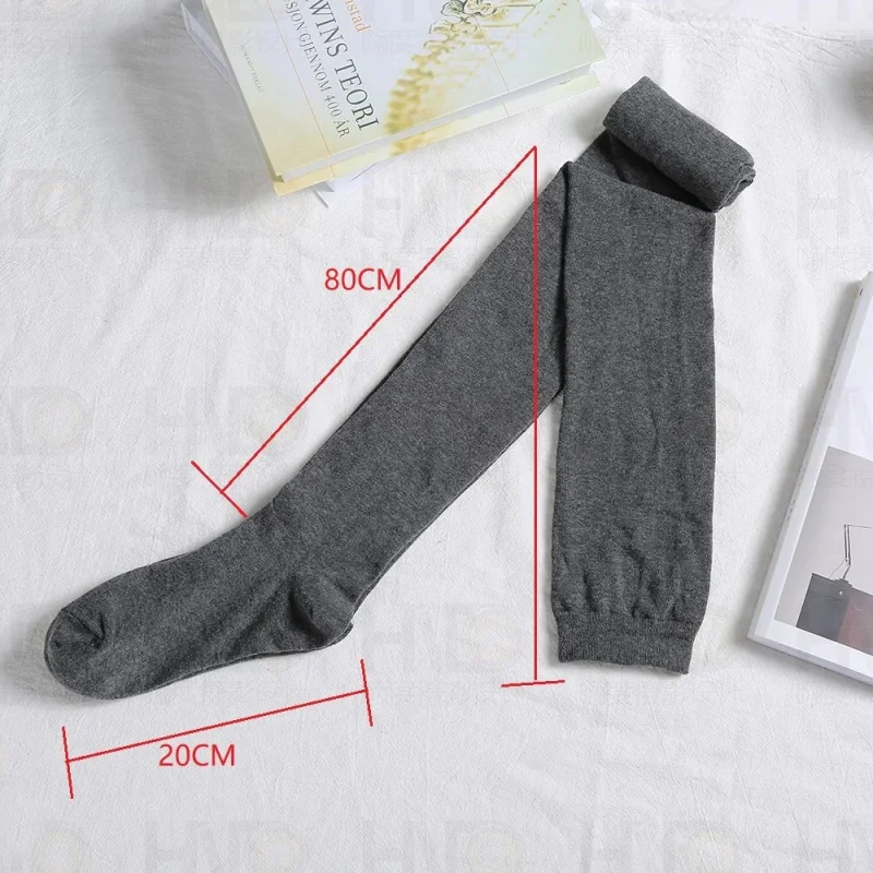 Erweiterter, hochelastischer, einfarbiger langer Sockenstrumpf für Damen für Frühling, Winter und Herbst – Detail 2