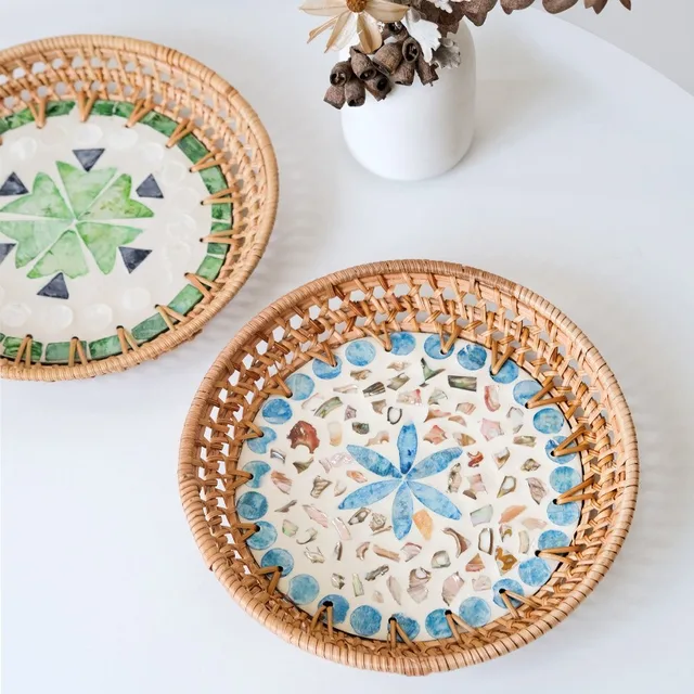 Handwoven Rattan Snack Tray 4