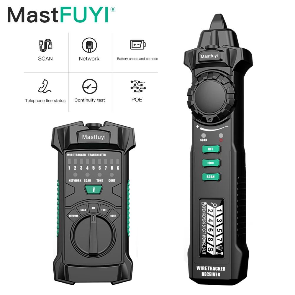 Network Telephone Cable Tester Multi-Function Wire Tracker Network Line Finder Cable Tester LCD Digital Display POE Checker