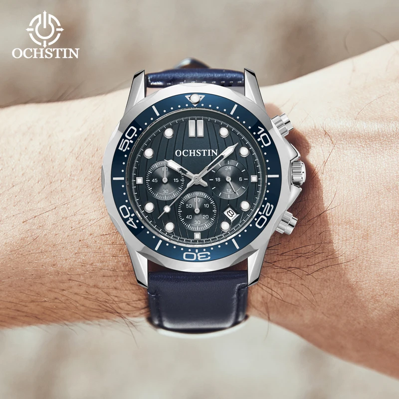 OCHSTIN Promotional Model 2024 Mariner Casual Simple Watch Multifunction Quartz Movement Men's Quartz Watch