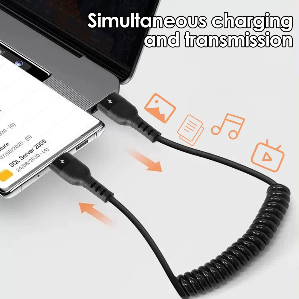 Universal Type C to Type C PD 60W Fast Charging Spring Cable