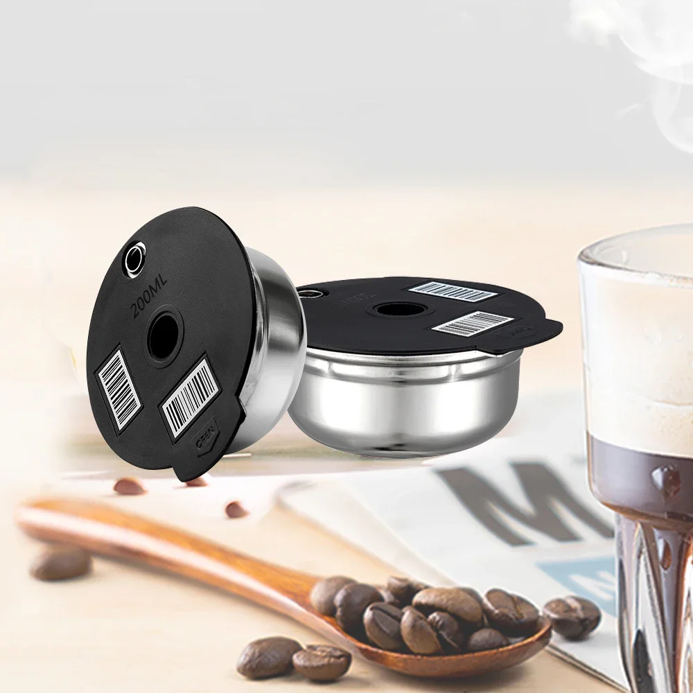 

Reusable Coffee Capsule Pods Stainless Steel & pp Refillable Filter Compatible with Bosch Tassimo Happy Suny Vivy 180/200/220ml