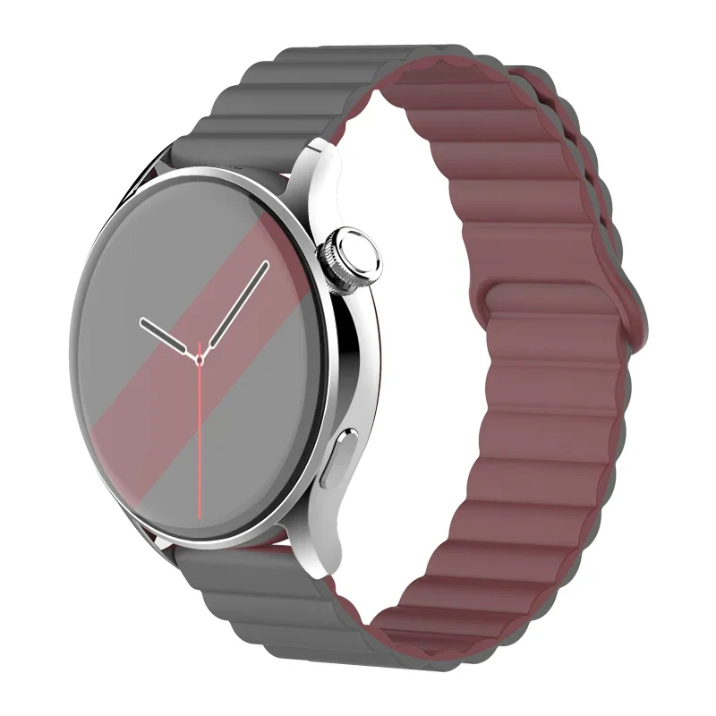 Universal Magnetic Loop Silicone Smartwatch Strap – 20mm/22mm Band with Adjustable Link Bracelet Design