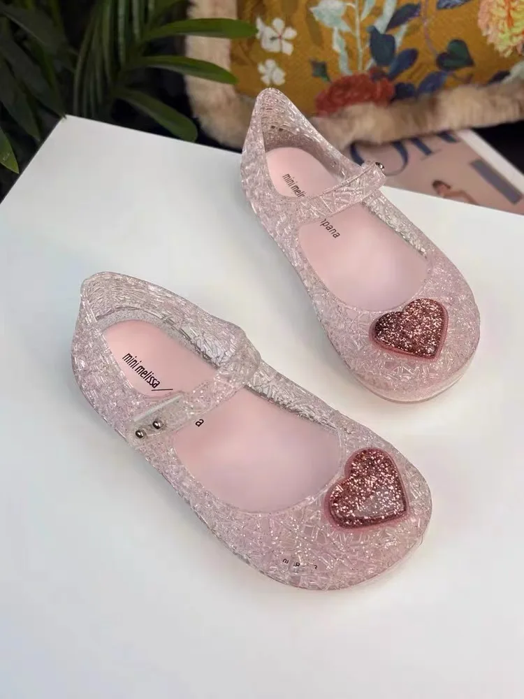 Mini Melissa Girls Princess Shoes Seashell Children's Sandals Closed Toe Crystal Shoes Summer Kids Breathable Jelly Sandals 2