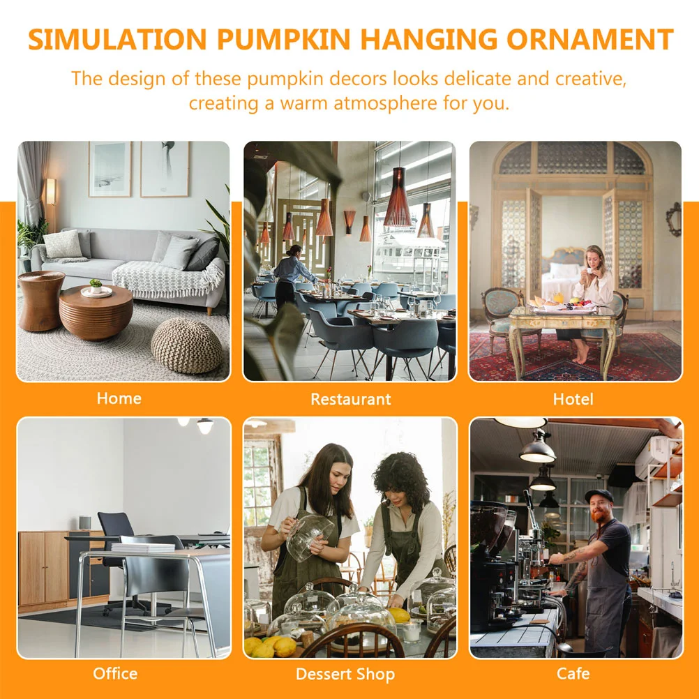 15 Pcs Wool Felt Pumpkin Pumpkins Gold Tinsel Garland Pendent Outdoor Christmas Hanging Ornament Autumnal Decoration 2