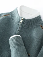 ANGEL 100% Merino Wool Men's Knitwear Sweater Mock Neck Zipper Pullovers Autumn Winter Smart Casual Cashmere Soft Male Clothes 1