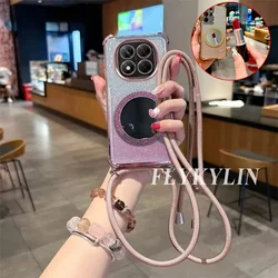 Mirror Magnetic Glitter Paper Protective Soft Shell with Long Strap Rope - Mi 17 Pro (1)