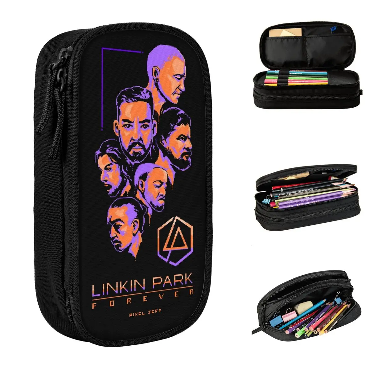 

Linkinpark Rap Rock Pencil Cases Music Pen Box Bags Student Big Capacity Students School Cosmetic Pencil Pouch