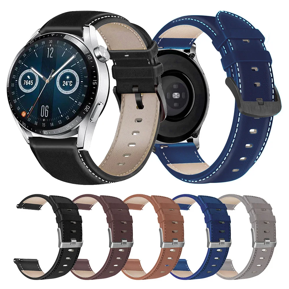 

22mm Leather Band For Huawei Watch GT 3/2 46mm GT Runner Wristband Strap for Huami Amazfit GTR 4/3/2 Pace Stratos 3 2 2S