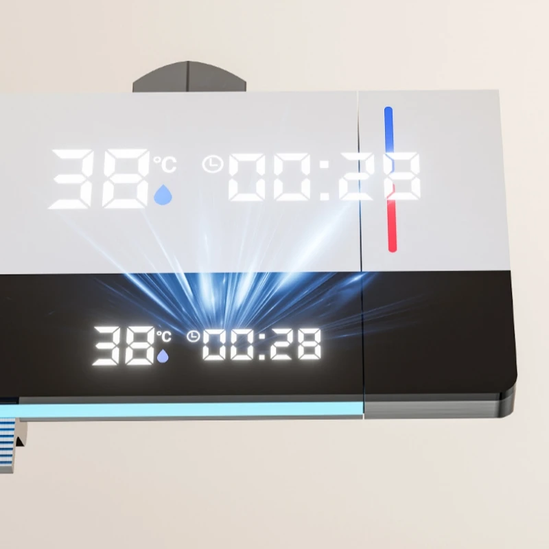 Hot Cold Shower Set Faucet Temperature Digital Display Bathroom Wall Mounted 4 Ways Water Outlet Rainlfall Shower Faucet System 4