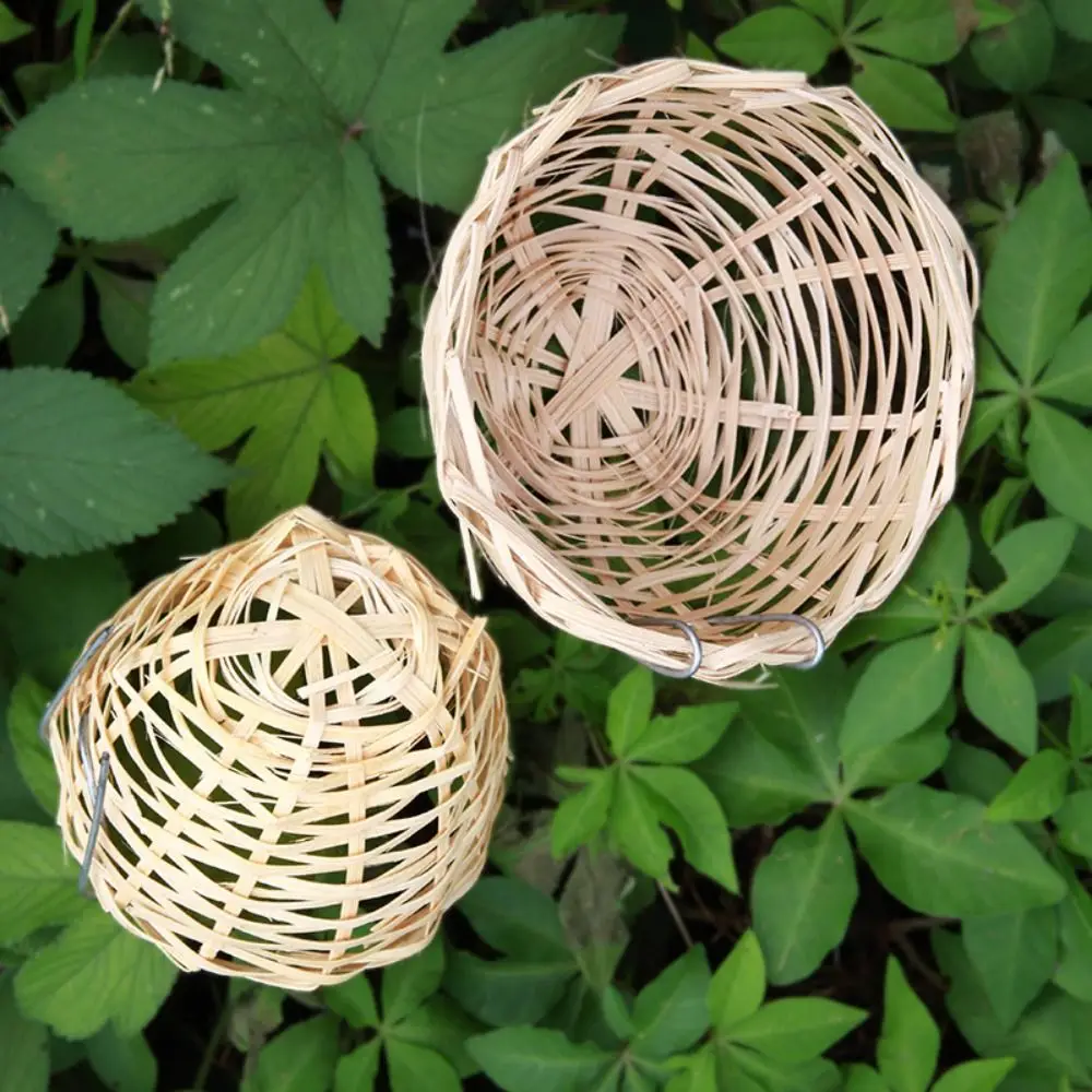 Bamboo Bird House Nature Craft Handmade Hanging Canaries Hut Small Garden Decor Parrot Cage Rest 2Pcs