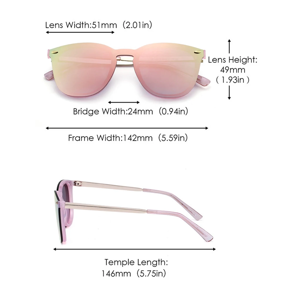  - JIM Trendy Rimless Mirrored Sunglasses Reflective Sun Glasses for Women Men UV400