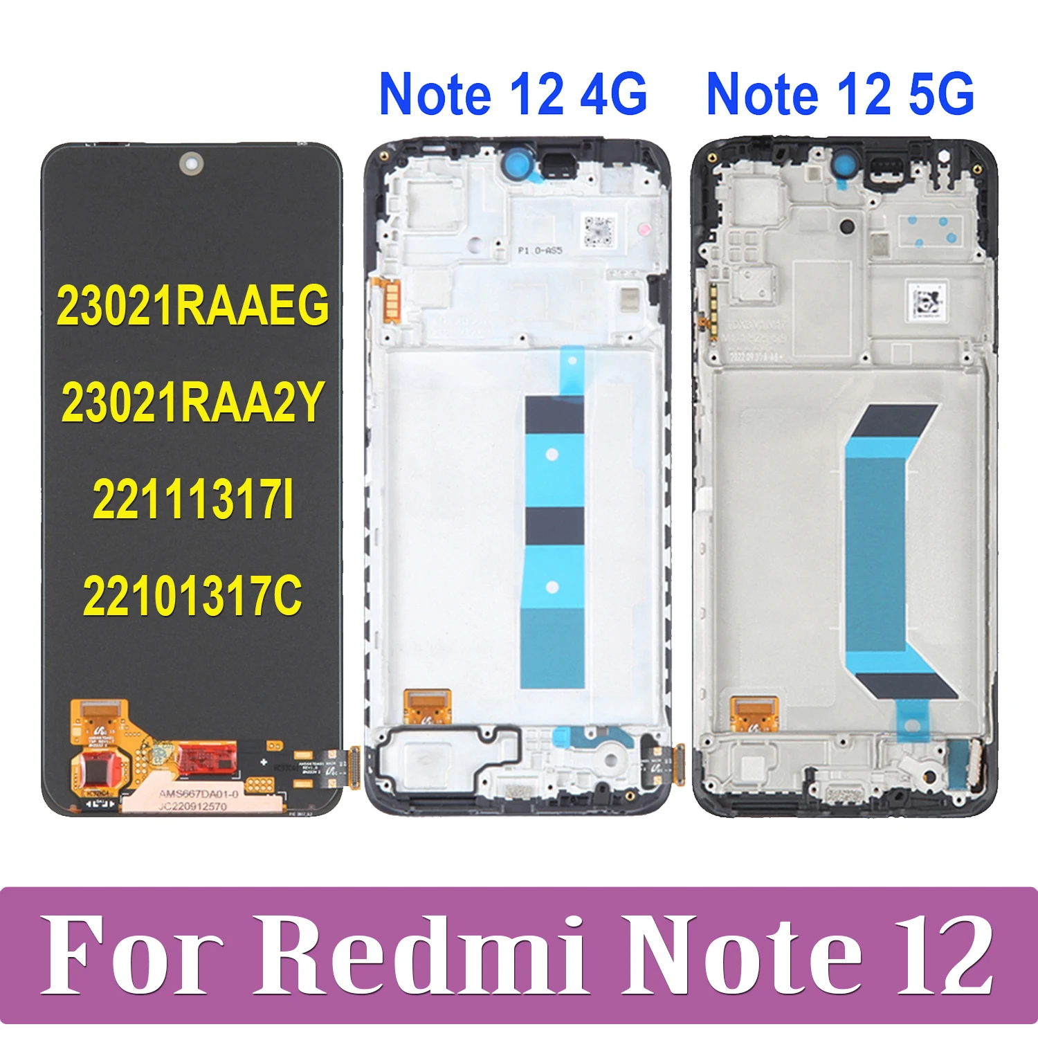 Original AMOLED For Xiaomi Redmi Note 12 Note12 4G 5G 22111317I 22101317C  23021RAAEG LCD Display Touch Screen Digitizer Assembly