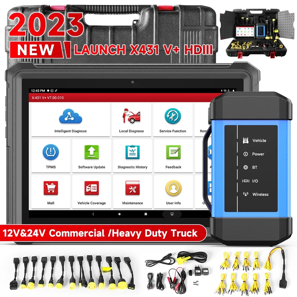 

LAUNCH X431 V+HDIII HD3 Commercial Vehicle 12V/24V Heavy Duty Truck Diagnostic Scanner Automotive Diesel Machinery Bus Scan Tool