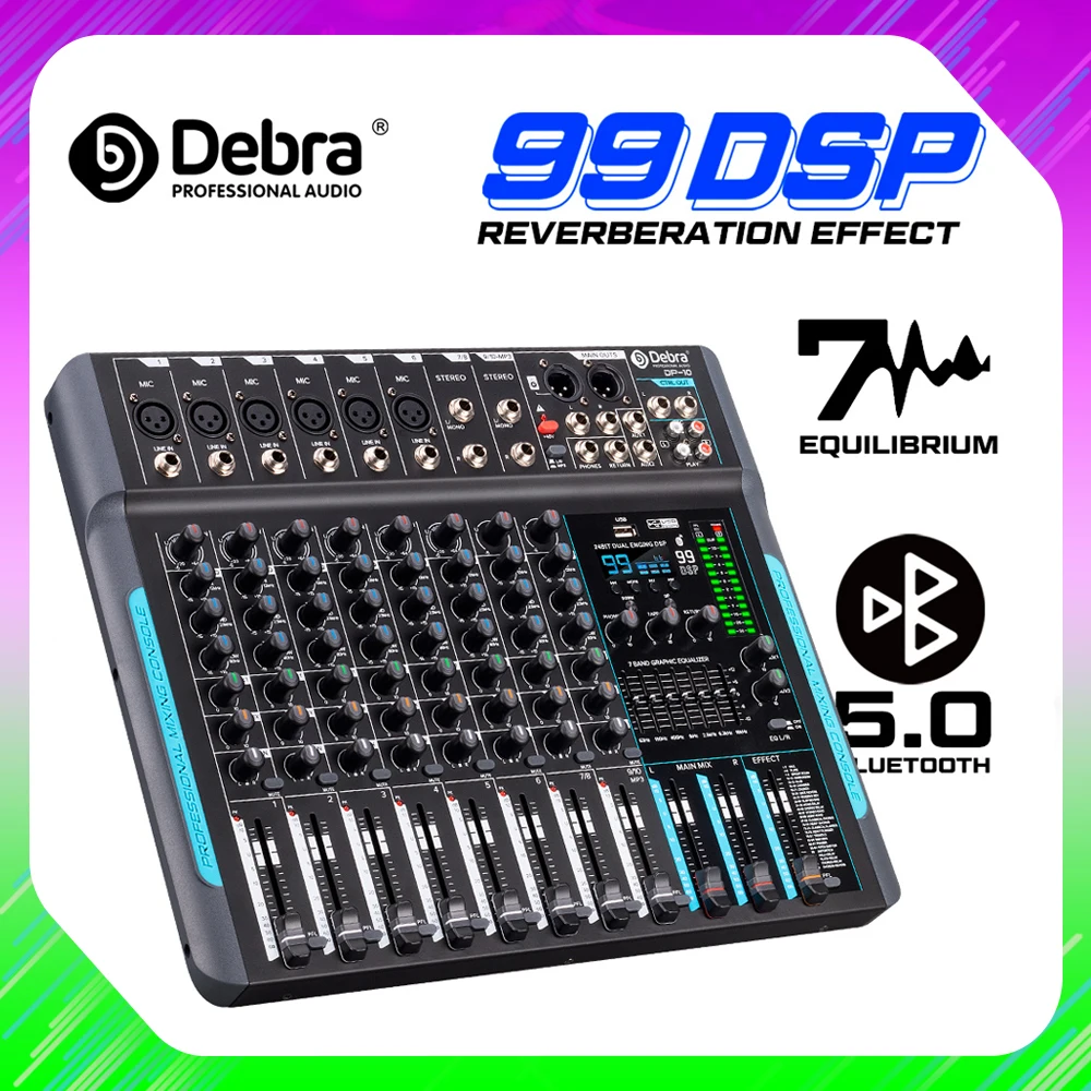 FP-10 FROKET Professional Performance Mixer DJ Console 99 DSP Reverb Adjustment Bluetooth Connection For Stage Performance
