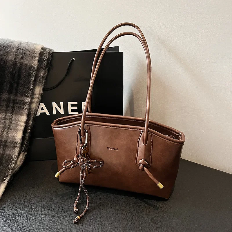 Fashion Retro Tote Bags Women's Underarm Bag 2026 New Trend Casual Handbag Solid All-match Shoulder Bag for Ladies Hobo Bags