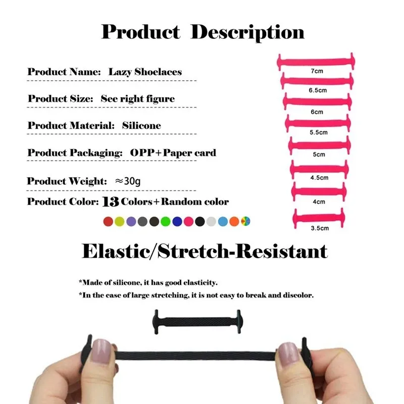 16Pcs Elastic Shoe Laces Silicon Shoelaces Without Ties Colorful Shoestring Rubber Band for Shoes Lastic Quick Lazy Accessories