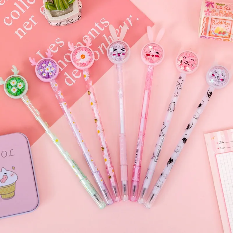 

24 Pcs Gel Pens Set Creative Rabbit Reindeer Butterfly Glitter Clear Stick Student 0.5mm Student Writing Supplies