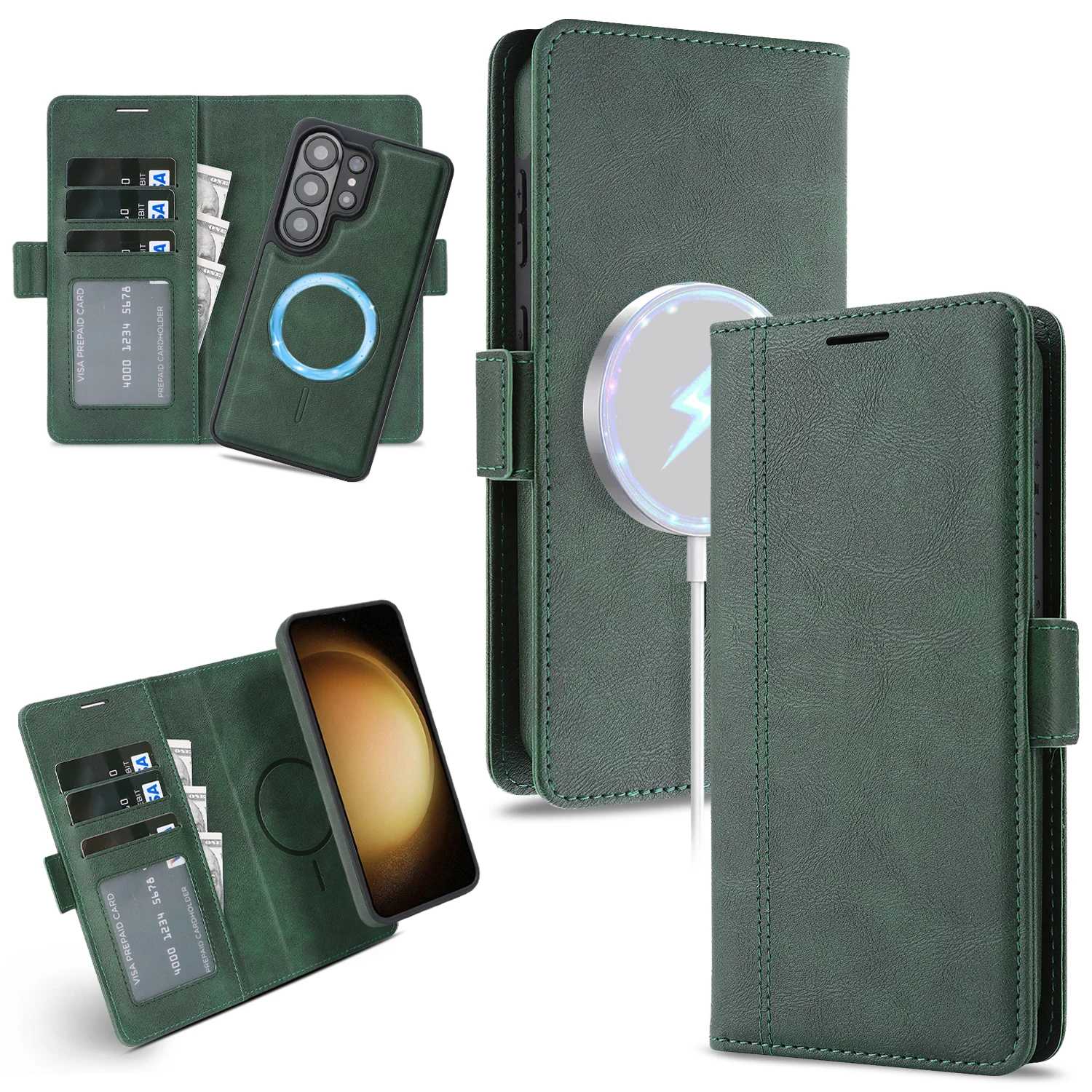 Luxury PU Leather Detachable Wallet Case with Magnetic Closure and Card Slot