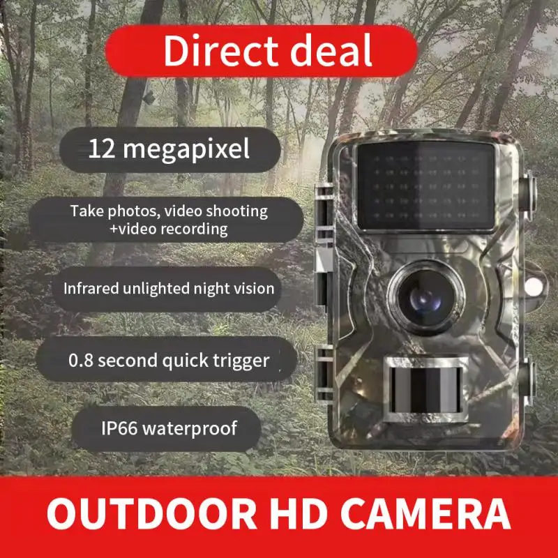 

Outdoor Hunting Camera 12MP Wild Animal Detector Trail Camera Ipx6 Waterproof Monitoring Infrared Heat Sensing Night