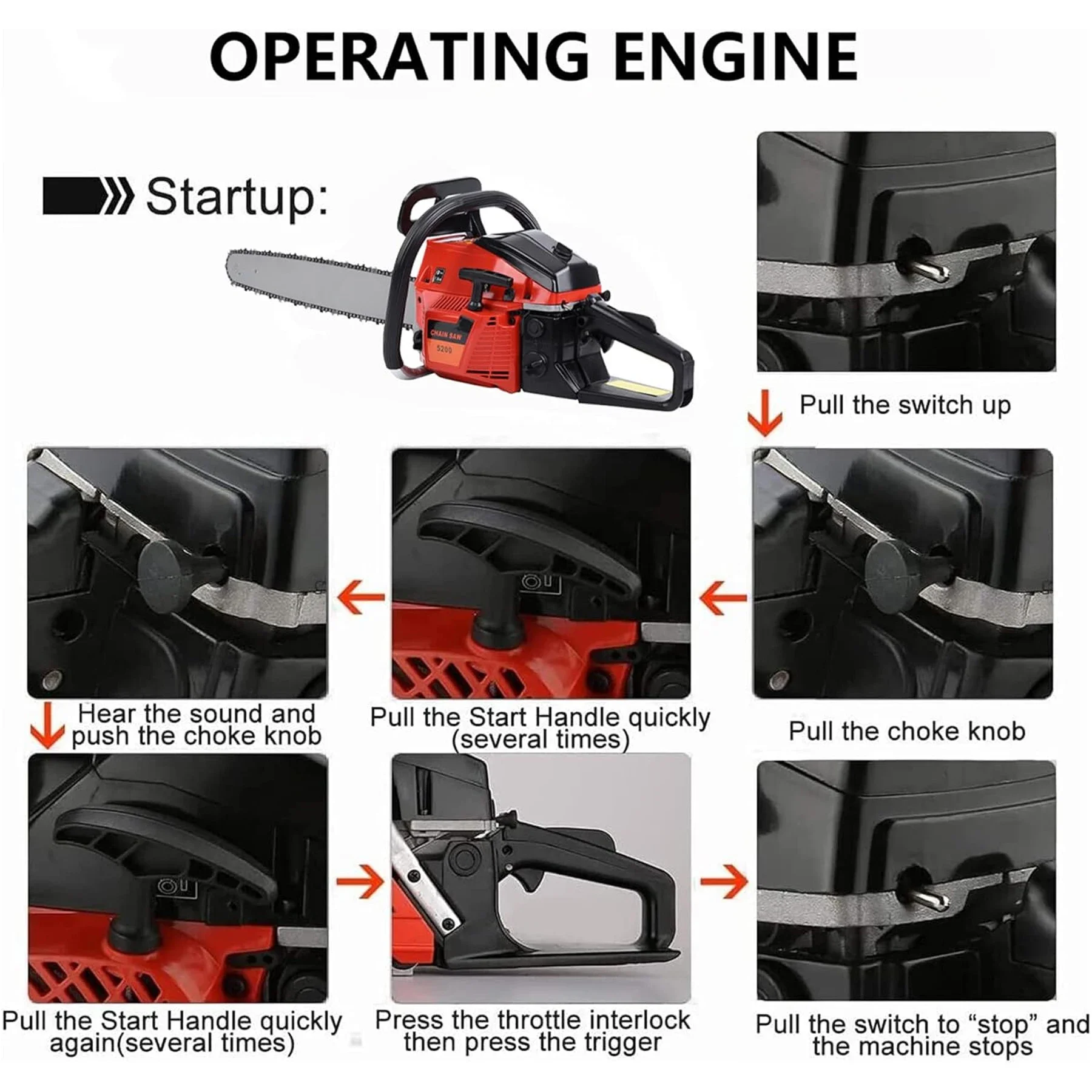 (Ship from USA) Gas Chainsaw Gasoline Powered Chainsaws Chain Saw Gas 2-Stroke 52cc Heavy Duty 22" Blade Chainsaw 6