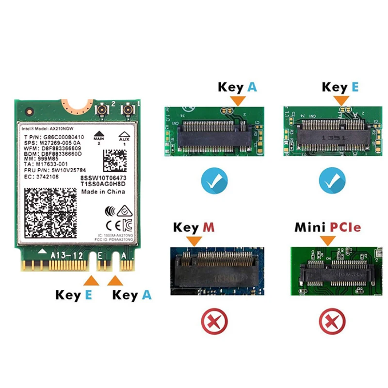 Banda Dupla 2.4gbps Intel Wi-fi 6e Ax200 Ax200ngw 802.11ax ac Mu-mimo 2x2 Wifi Módulo Ngff M.2 Bluetooth 5.1 Placa de Rede - Imagem 2