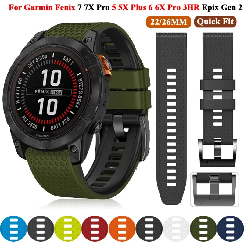 

26 22MM Watchband Strap For Garmin Fenix 7 7X 6 6X Pro 5 5X Plus Epix Instinct 2X Silicone Quick Release Watch Easyfit Wristband