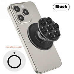 Magnetic Silicone Suction Cup Phone Grip and Stand Holder (Black)