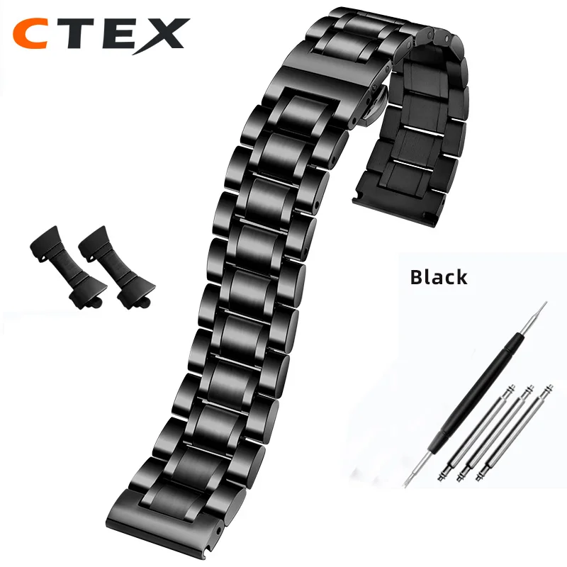 Stainless Steel Curved Strap Watch Bracelet for Men and Women - Multiple Size Options Available