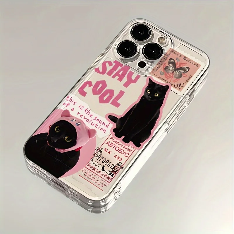 Charming Black Cat Clear TPU Phone Case